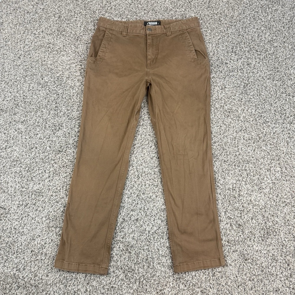 Mountain Khakis Teton Pants Mens 34x30 Brown Twill Stretch Chino Straight Modern